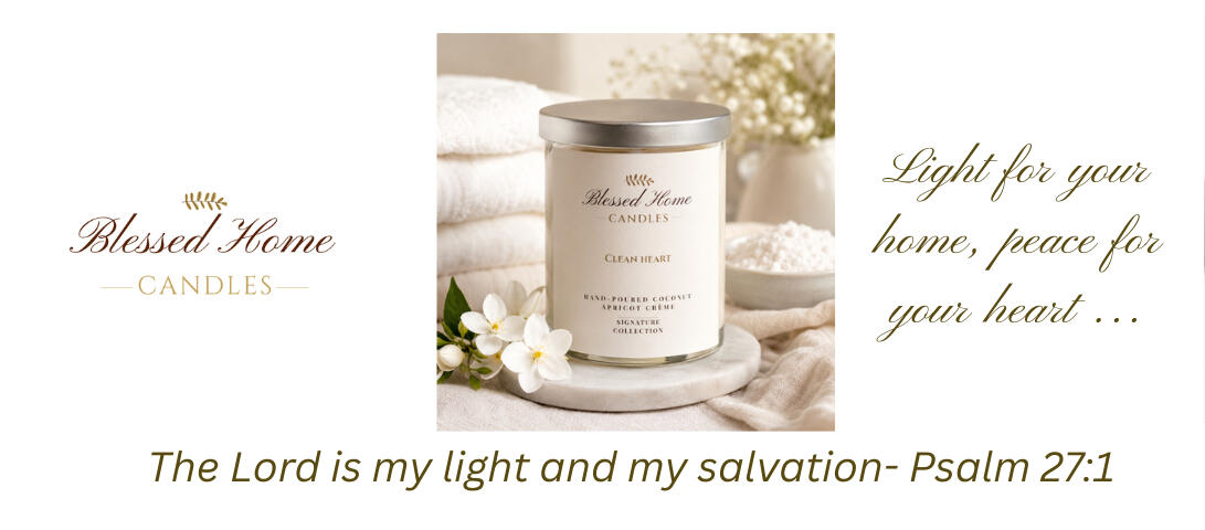 What begins in stillness—reading, reflecting, and seeking Him—becomes something you can feel. Each Blessed Home Candle is thoughtfully hand-poured with clean, high-end ingredients to bring a sense of calm, clarity, and sacred warmth into your everyday mome