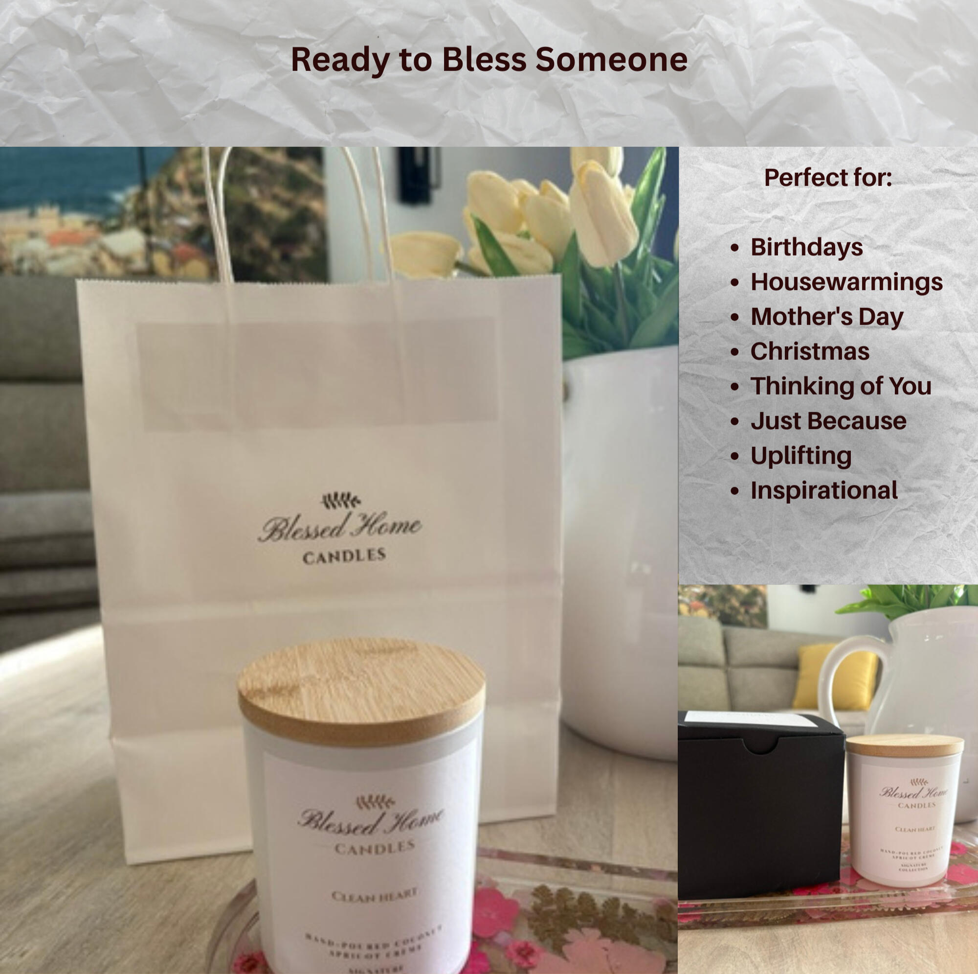 What begins in stillness—reading, reflecting, and seeking Him—becomes something you can feel. Each Blessed Home Candle is thoughtfully hand-poured with clean, high-end ingredients to bring a sense of calm, clarity, and sacred warmth into your everyday mome