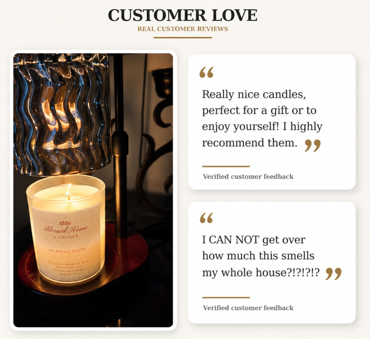What begins in stillness—reading, reflecting, and seeking Him—becomes something you can feel. Each Blessed Home Candle is thoughtfully hand-poured with clean, high-end ingredients to bring a sense of calm, clarity, and sacred warmth into your everyday mome